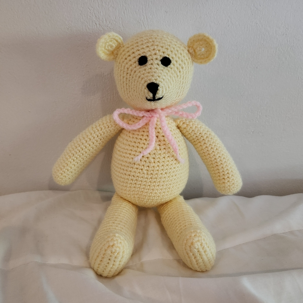 Handmade Crochet Teddy Bear Light Yellow